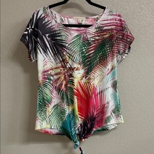 Tropical Print Women's Short Sleeve Top